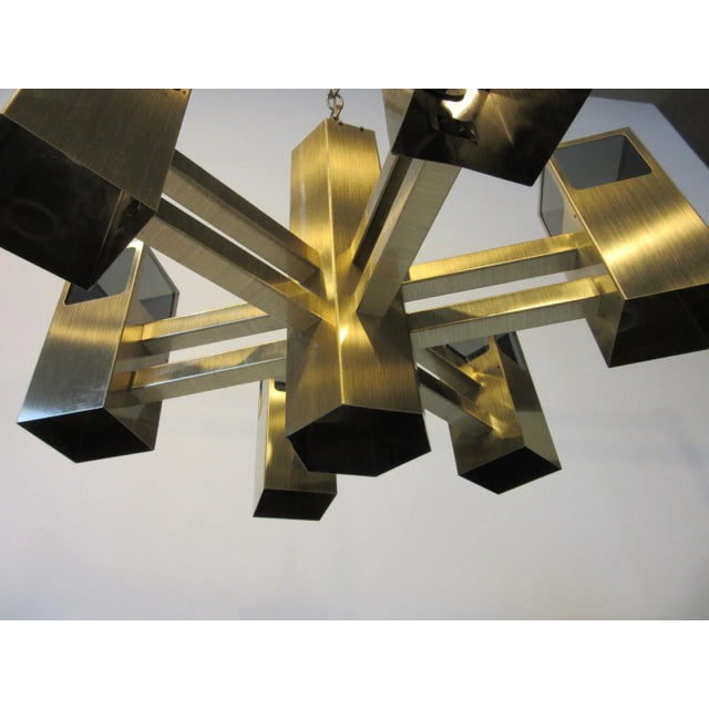 Mid 20th Century Frederick Ramond Bronze Chandelier For Sale - Image 5 of 12