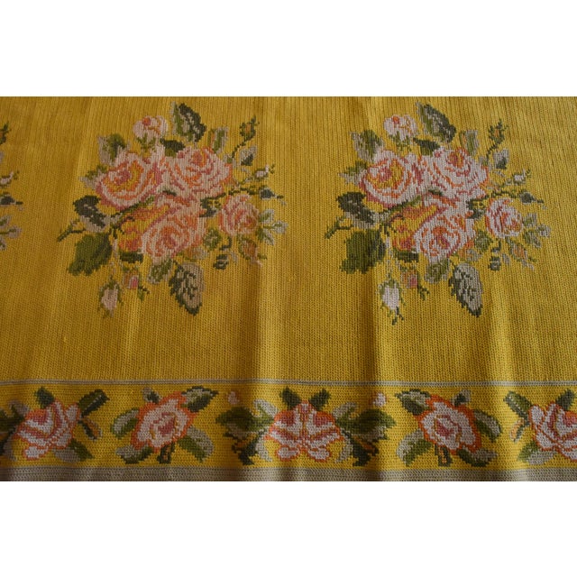 20th Century Yellow Arraiolos Rug with Pink and Green Flowers, Portugal, 1900s For Sale - Image 15 of 18