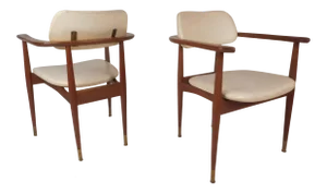 Pair of Mid-Century Modern Walnut Armchairs