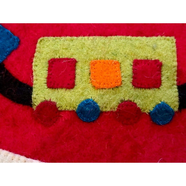 Felted Wool Appliqué Christmas Tree Skirt for Tabletop Tree For Sale - Image 4 of 7