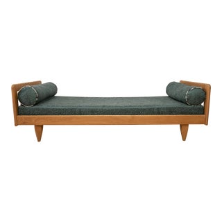 1960s Guillerme Et Chambron Daybed in Zak and Fox Peacock Blue Fabric For Sale