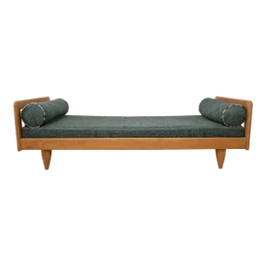 1960s Guillerme Et Chambron Daybed in Zak and Fox Peacock Blue Fabric