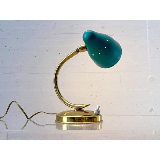 Gold Vintage Table Lamp with Metal Shade, Italy, 1950s For Sale - Image 8 of 16