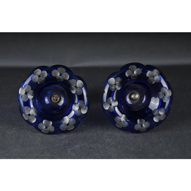 Antique Silver Caviar Bowls in Blue Glass, Set of 2 For Sale - Image 4 of 11