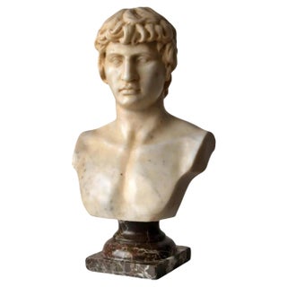 Bust of Antinous, White Carrara Marble, Early 20th Century For Sale