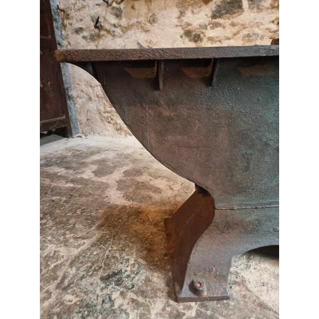 Antique Early 20th Century Industrial French Table with Cast Iron Base and Pine Top For Sale - Image 6 of 18