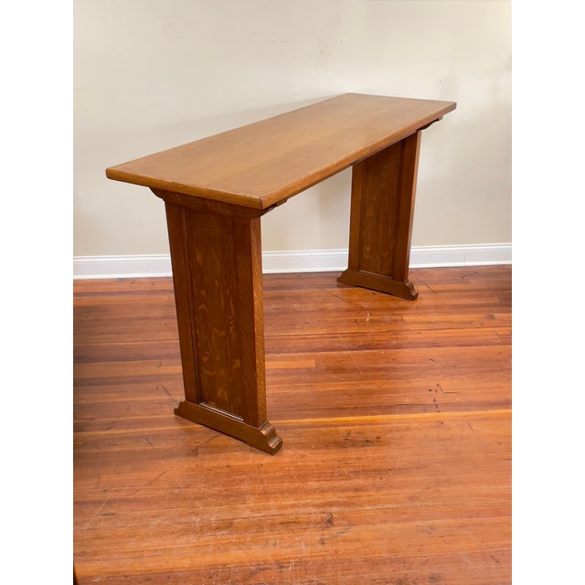 Brown Antique Oak Mission/Arts & Crafts Tall Library Table, Circa 1900 by Library Bureau Makers For Sale - Image 8 of 12