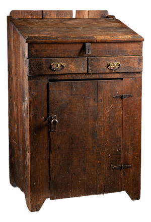 Early American Primitive Pine Standing Clerk’s Desk and Cabinet
