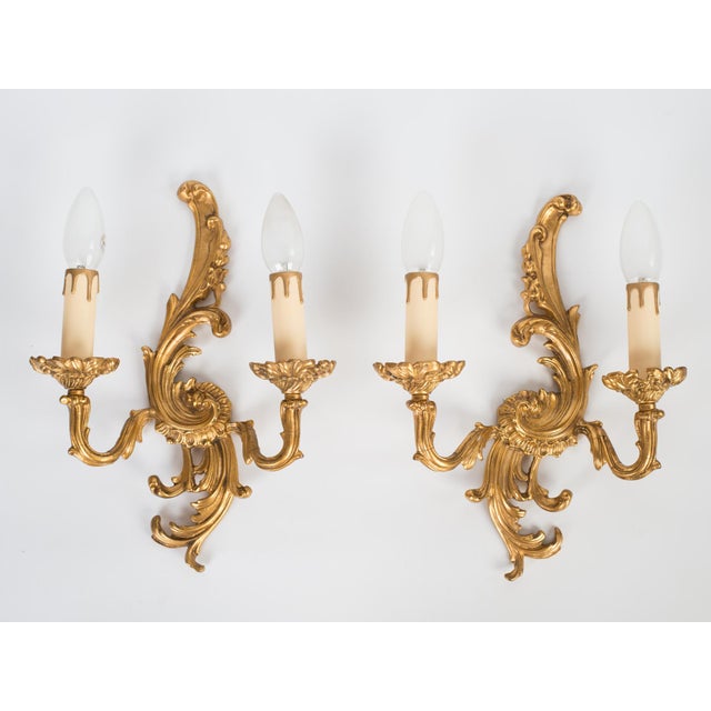 Cast Brass 2-Light Wall Sconces. A true symmetrical, left and right matched mirror-image pair. Masterfully handcrafted in...