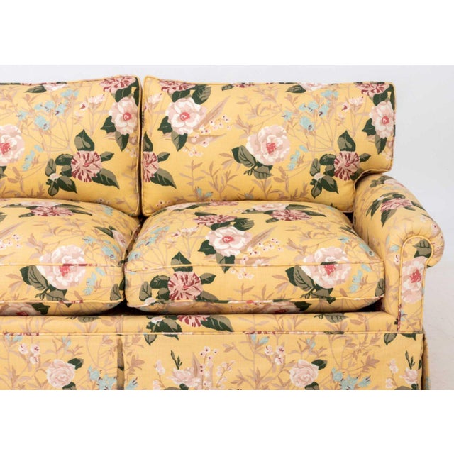 Late 20th Century Yellow Floral Pattern Upholstered Sleeper Sofa For Sale - Image 5 of 14