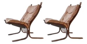 Vintage Cognac Siesta Chairs by Ingmar Relling for Westnofa, 1960s, Set of 2