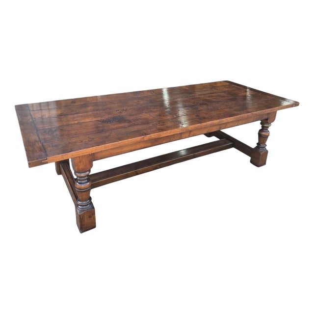 Farmhouse Plank Oak Refrectory Dining Table For Sale