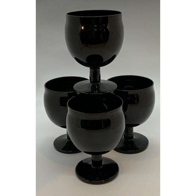Vintage Black Tulip Glasses- Set of 4 For Sale In Tampa - Image 6 of 6