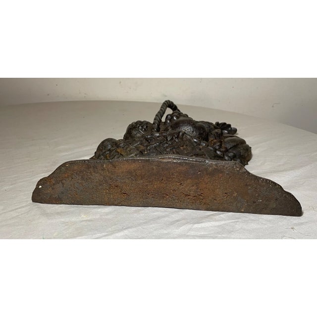 Huge Antique Original Cast Iron Flower Basket Bouquet Heavy Figural Doorstop For Sale - Image 9 of 12