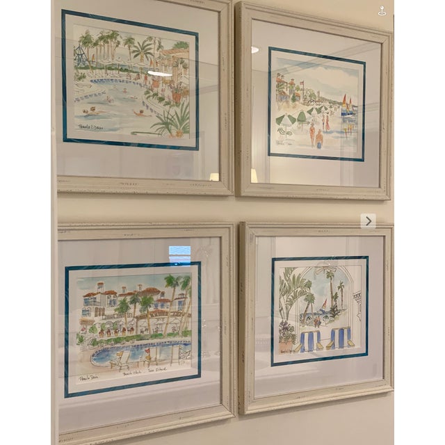 Charming Set of 4 Beach Watercolors With Whimsical Umbrellas and Children at Play For Sale In Phoenix - Image 6 of 6