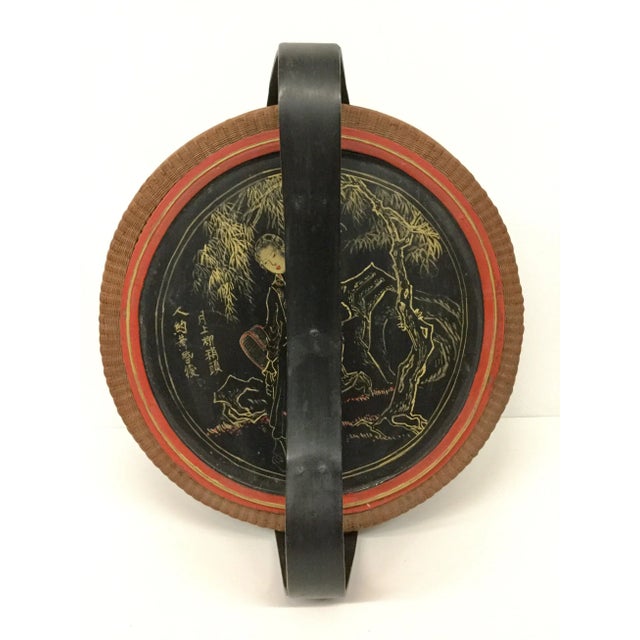 Beautiful antique woven and wood hand painted box from China. Original condition and very few defects. We love the curvy...