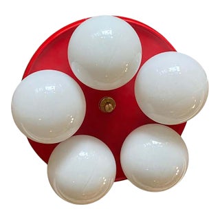 Midcentury Ceiling Lamp Five Bulbs Attributed to Max Bill for Temde For Sale