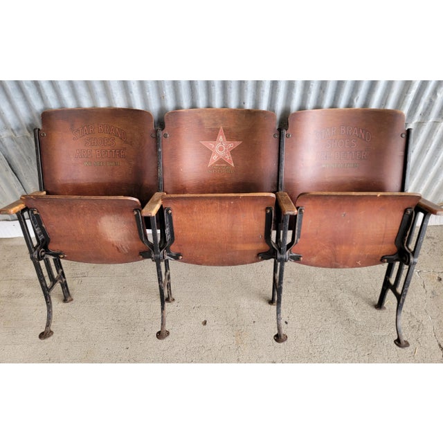 Antique Folding Chairs With Star Brand Advertising Theater Type Style For Sale - Image 4 of 12