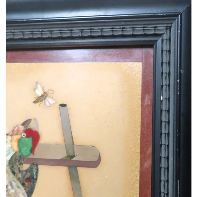 Late 19th Century Exceptioal Large Pietra Dura (Pietra Dure) Parrot on a Perch Trying to Catch a Fly - Italian, Vintage or Older. For Sale - Image 5 of 13