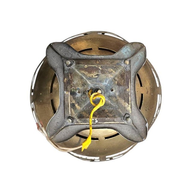 Amsterdam School Copper and Linen Pendant by Johanna Van Eijbergen for G. Dikkers & Co., 1920s For Sale - Image 4 of 9