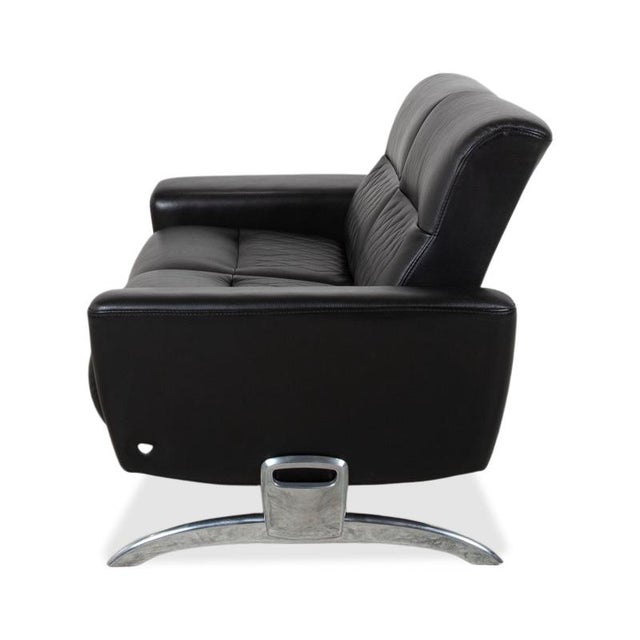 Michelle Leather Chrome Two-Seater Black Manual Function Sofa from Stressless For Sale - Image 13 of 14