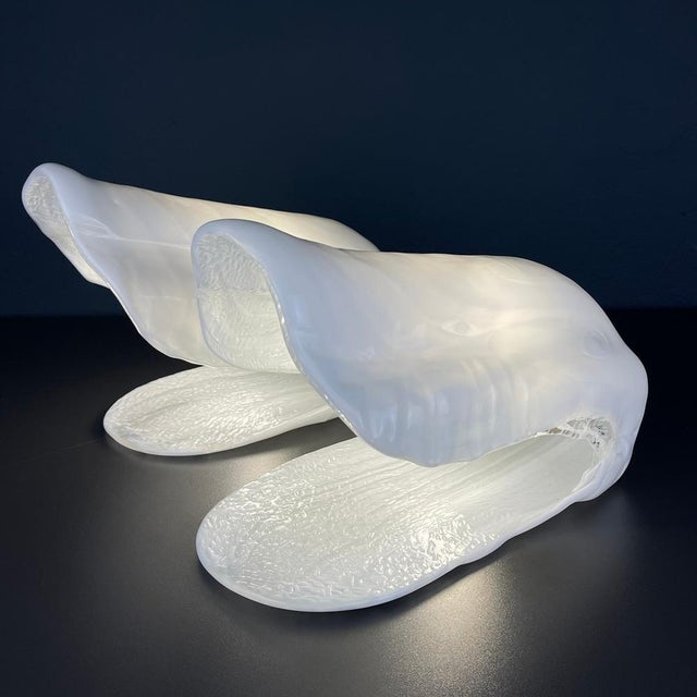 1970s Oyster Murano Table Lamps by La Murrina, Italy, 1970s Set of 2 For Sale - Image 5 of 17