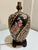 Vintage Chinoiserie Style Glazed Porcelain Table Lamp. The lamp features a hand painted decorative raised gilt floral...