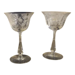 1950s Tiffin Franciscan Cherokee Rose Liquor Cocktail Glasses- a Pair