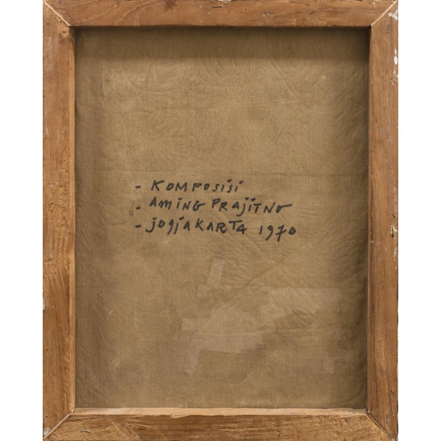 Yellow 'Organic Abstract in Yellow and Green' by Aming Prayitno, 1970; Jakarta, Indonesian Art Academy, Ghent For Sale - Image 8 of 11