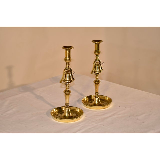 English Unusual Pair of Early 19th Century Georgian Tavern Bell Candlesticks For Sale - Image 3 of 11