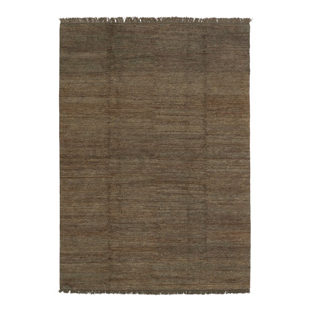 High Quality Hand Knotted Dark Green Jute Loop Pattern Solid Rug 5x8Ft. For Sale