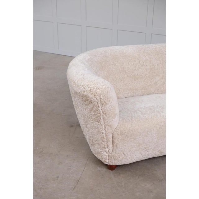 Danish Curved Sheepskin Sofa, 1940s For Sale - Image 3 of 14