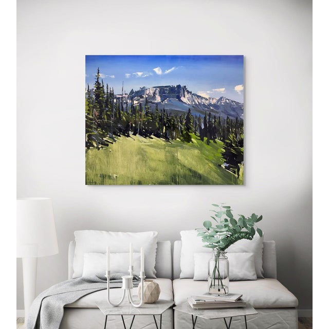 2010s Grand Tetons National Park, WY by David Shingler | Oil on wood Landscape of mountains and trees. For Sale - Image 5 of 5