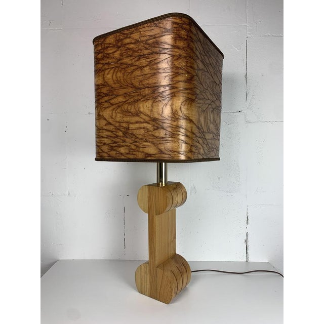 Large Mid-Century Italian Sculptural Table Lamp with Wood Veneer Shade by Afra and Tobia Scarpa, 1960s For Sale - Image 9 of 17