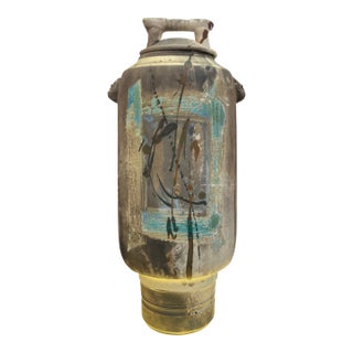 Mid 20th Century Large Terra Cotta Vessel Jar Jug Lidded Vase For Sale