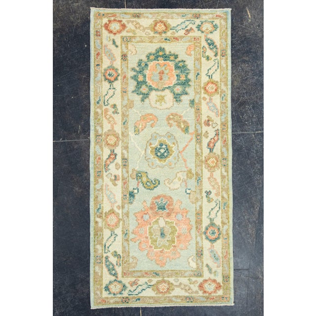 Sky Blue Turkish Oushak Rug 2'4" x 4'10" #20122 For Sale - Image 8 of 8