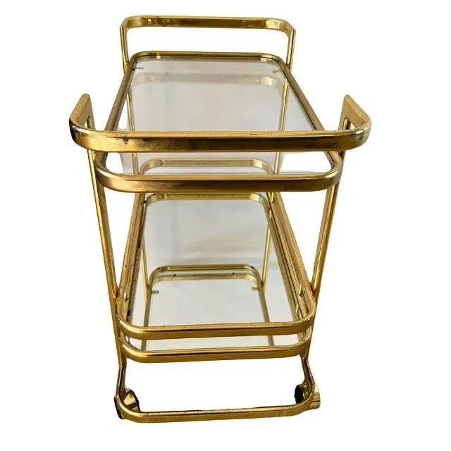 1970s Milo Baughman Brass, Glass, & Mirror Bar Cart For Sale - Image 10 of 17