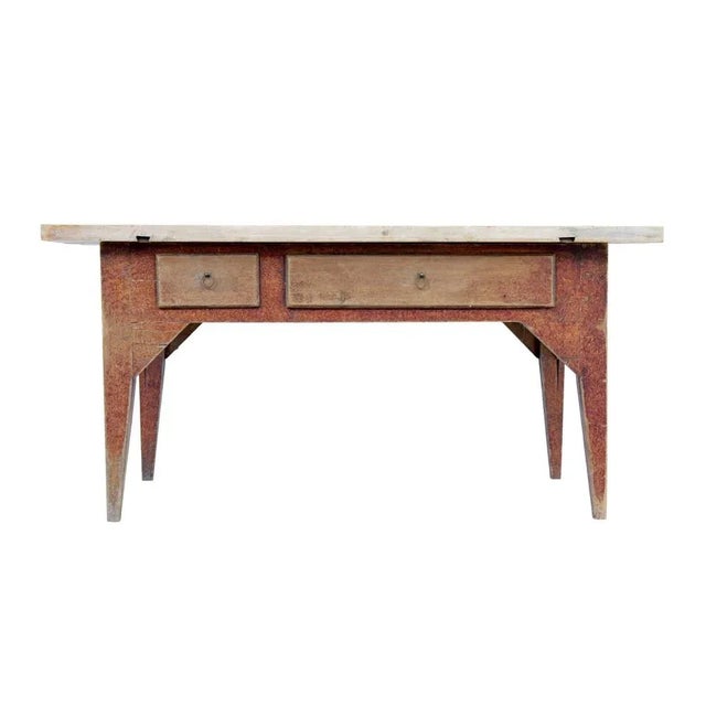 Wood Mid 19th Century Rustic Painted Pine Kitchen Table For Sale - Image 7 of 10