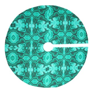 Tony Duquette Style Malachite Green Geode Gemstone Christmas Tree Skirt For Sale