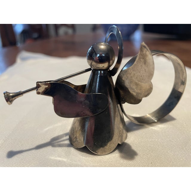 Mid-Century Modern Vintage Silver Plated Christmas Angels Napkin Rings - Set of 4 For Sale - Image 3 of 6