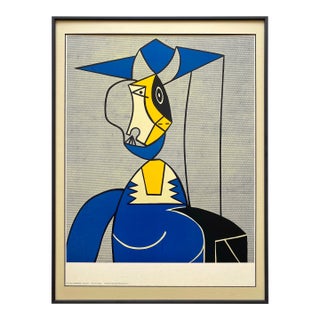 Roy Lichtenstein Vintage 1969 Framed Pop Art Lithograph Print " Femme Au Chapeau " 1962 For Sale