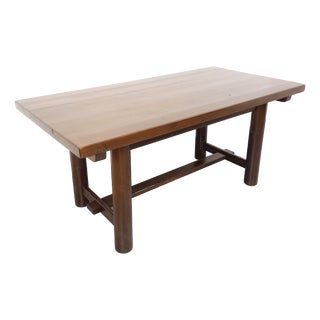 Brutalist Rectangular Dining Table in Dark Pine by Georges Robert, 1950s-1960s For Sale