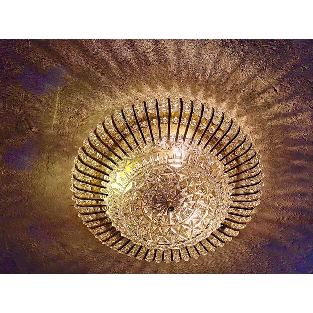 Gold Glass and Brass Ceiling Light by Ernst Palme for Palwa, 1970s For Sale - Image 8 of 9