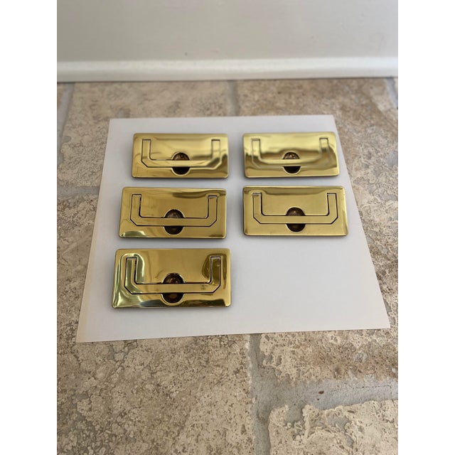 Henredon Scene One Campaign Replacement Brass Hardware Pulls Set of 5