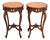 Romweber Style French Provincial Louis XV Carved Walnut and Satinwood Inlaid Marquetry Side Tables, Pair For Sale