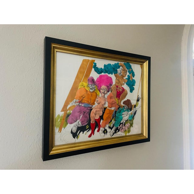 1971 Signed Mixed Media Figurative Drawing by David Mac Innes | California Original Work on Paper | Professionally Framed For Sale - Image 4 of 11