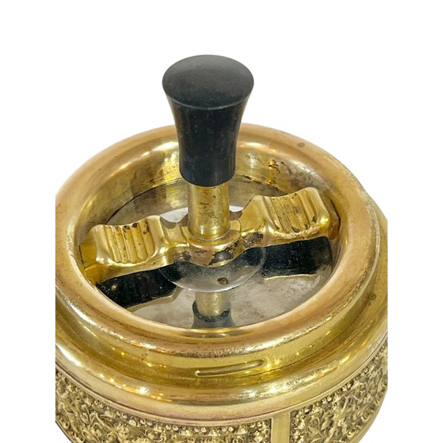 Vintage Hollywood Regency Brass Cherub Roulette Style Ashtray For Sale - Image 6 of 11