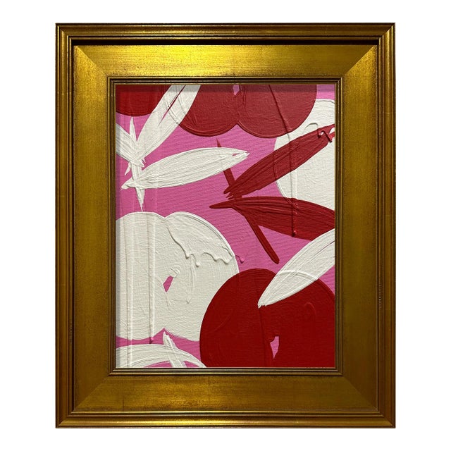 Mini Royal Orchid Pink Cream Red Painting by Ron Giusti, Framed For Sale