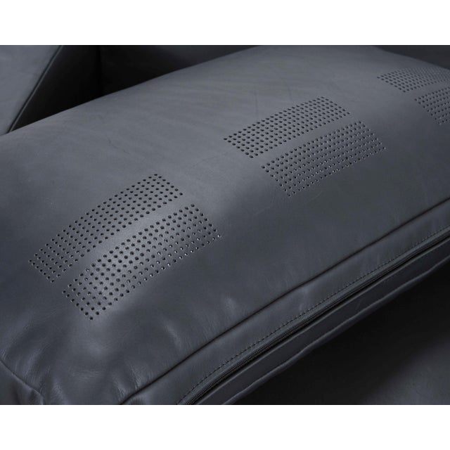 Ralph Lauren Navy Leather Pryce Club Chair With Steel Feet For Sale - Image 17 of 18