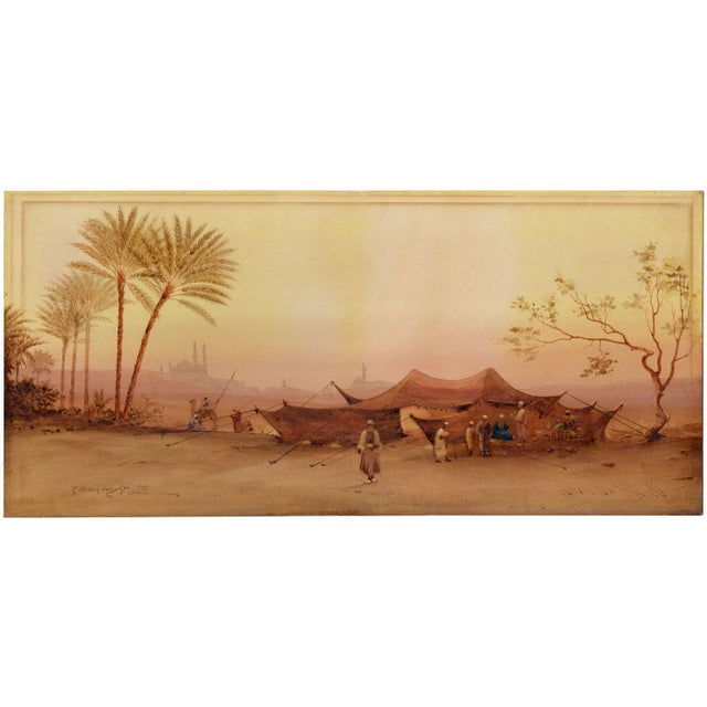 An original 1900 watercolour painting, Robert Murdoch Wright, Bedouin Encampment near Cairo, Egypt.An impressive large...